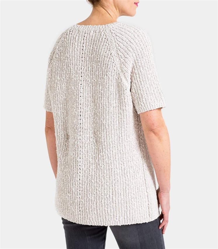 Cream Womens Linen And Cotton Pointelle Detail Slub Knit Jumper