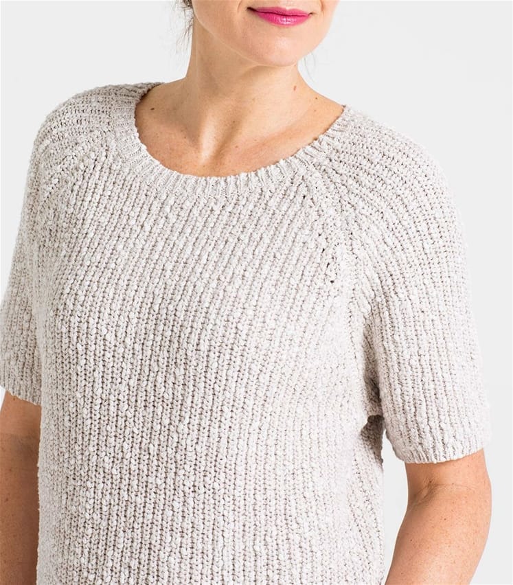 Cream Womens Linen & Cotton Pointelle Detail Slub Knit Jumper