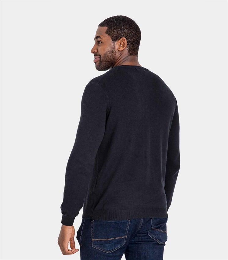 Classic Navy Mens Cashmere & Cotton Crew Neck Jumper WoolOvers UK