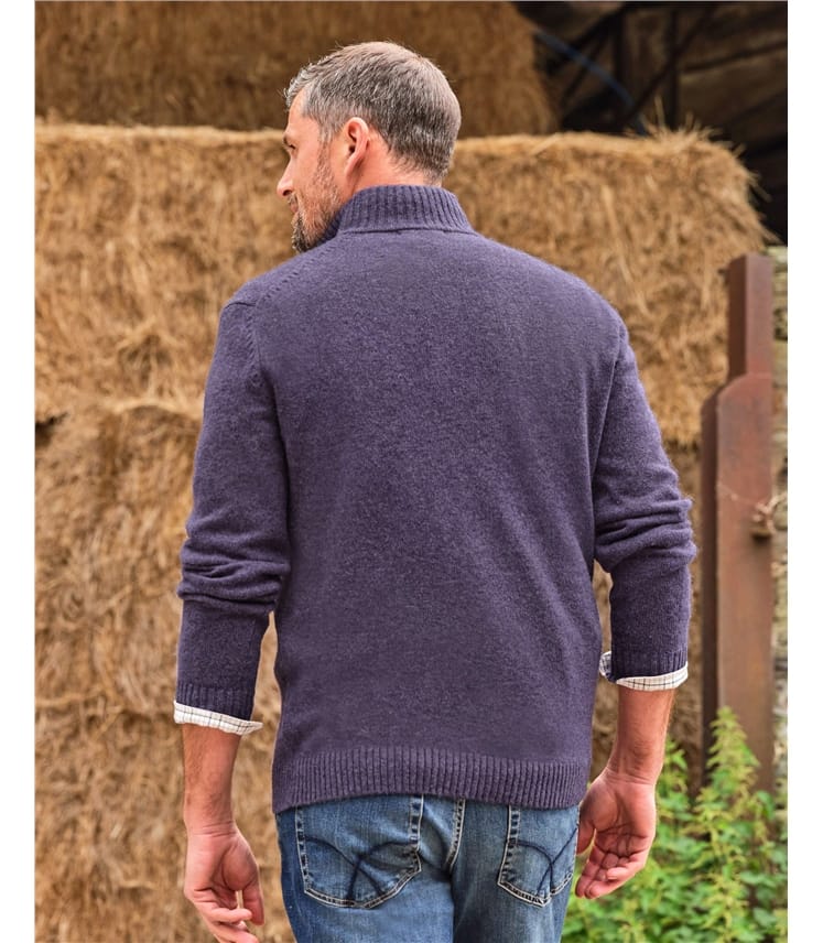 Pull à encolure zippée - Homme -Laine d’agneau certifiée 100% RWS