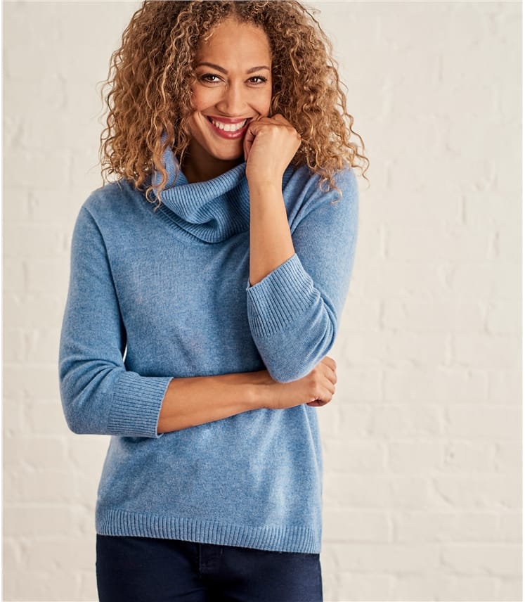 Bluebell | Womens Cashmere Merino Cowl Neck Jumper | WoolOvers AU