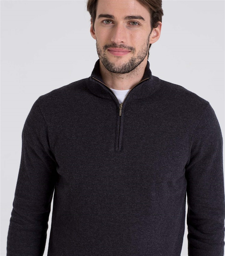 mens cashmere zip neck jumper