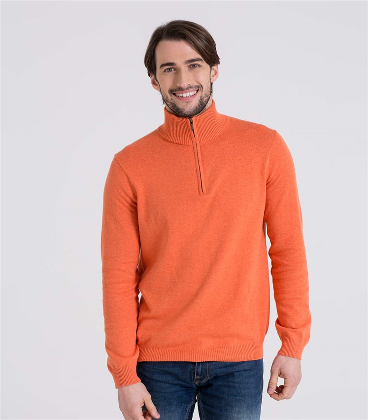 mens cashmere zip neck jumper