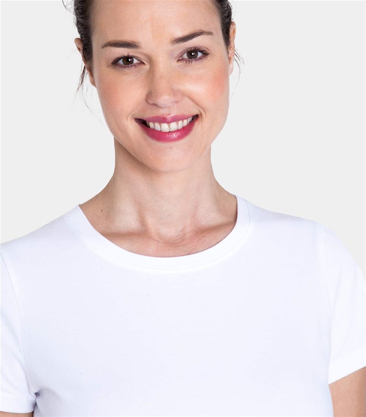White Womens Jersey Crew Neck Short Sleeve Tee WoolOvers UK