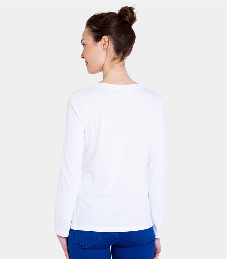 White Womens Jersey Long Sleeve Scoop Neck Tee Woolovers Au