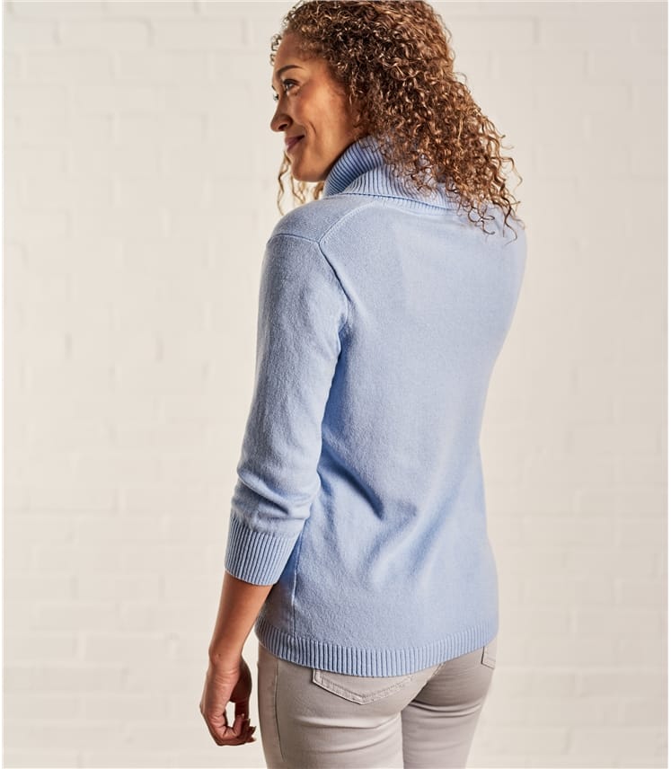 Pale Blue Womens Cashmere Merino Cowl Neck Sweater WoolOvers US