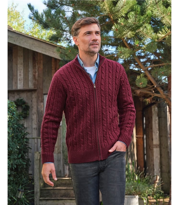 Cardigan zippé torsadé - Homme - Pure Laine d'Agneau