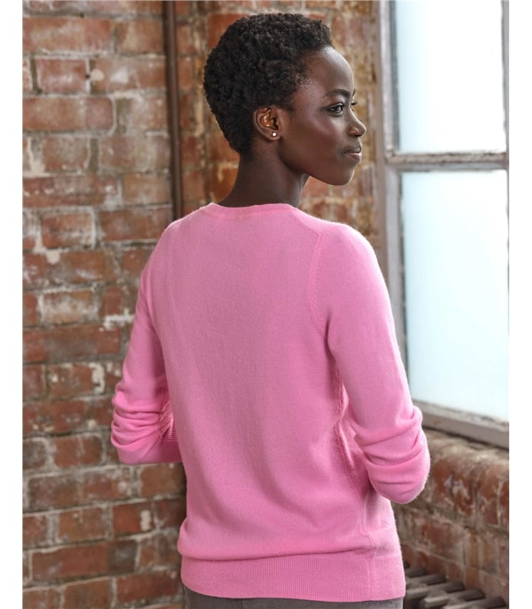 Kaschmir Strickjacke mit Rundhalsausschnit