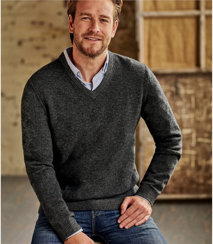 Mens Lambswool V Neck Sweater