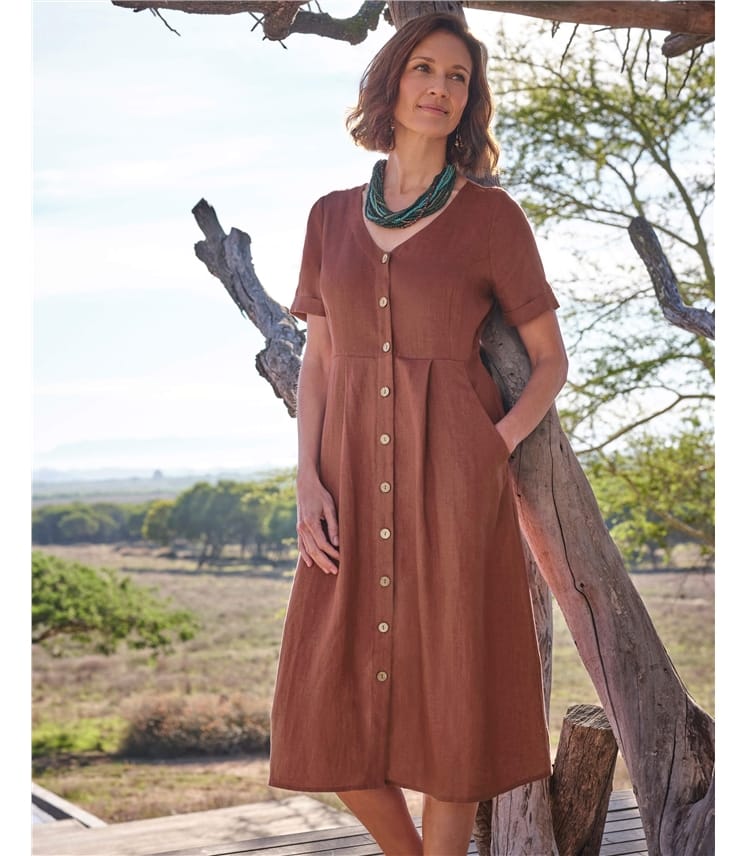 Leinenkleid mit Knopfleiste