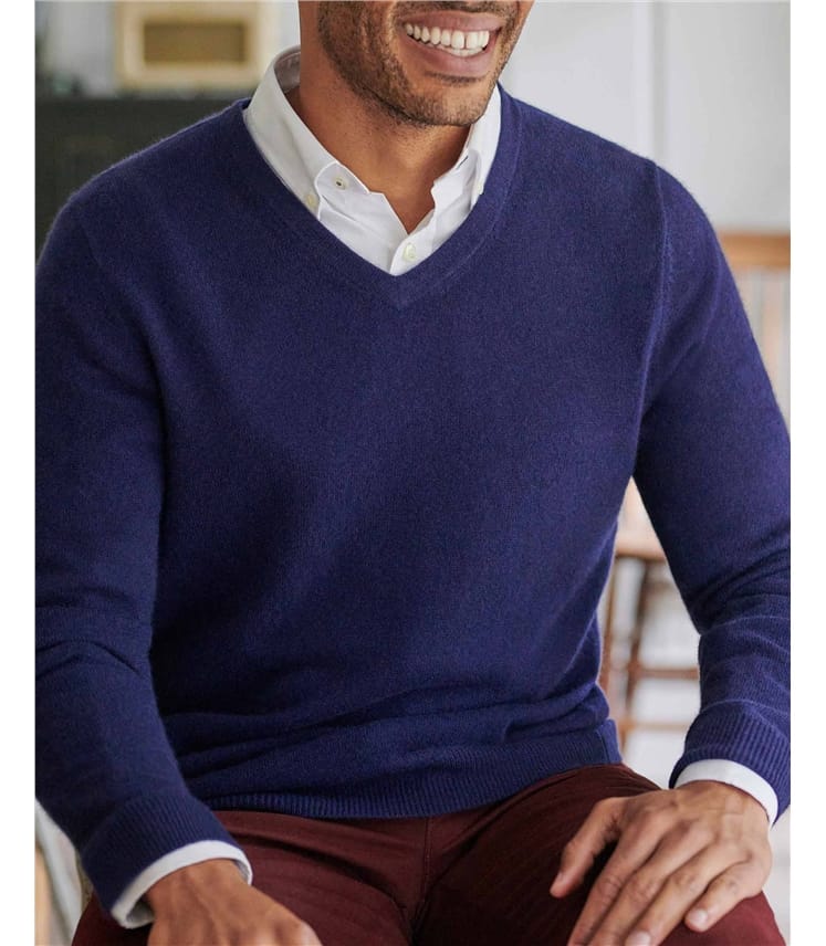 Mens Pure Cashmere V Neck