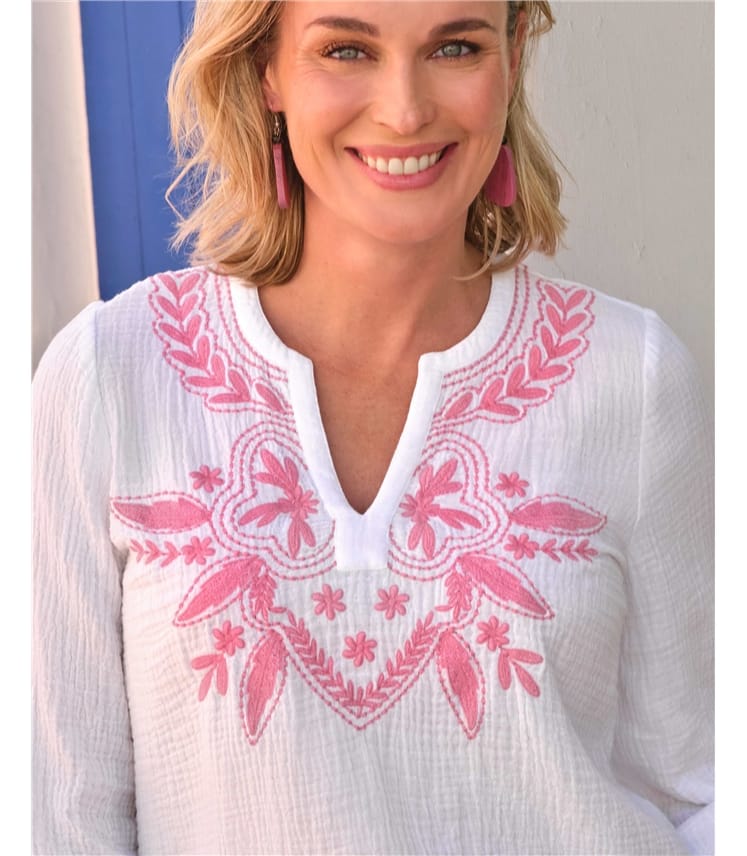 Embroidered Crinkle Blouse