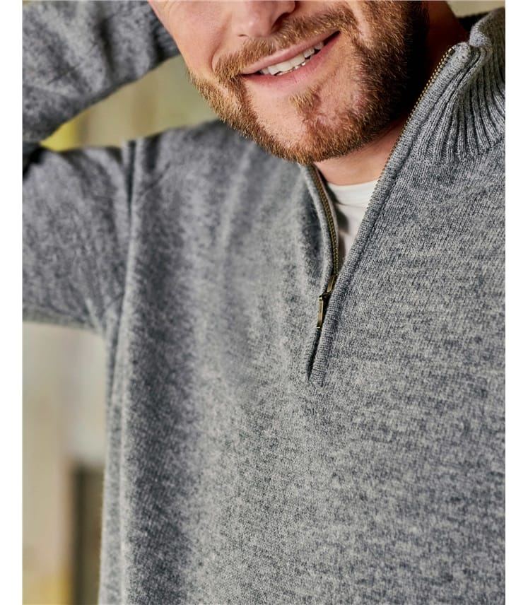 Pull à encolure zippée - Homme -Laine d’agneau certifiée 100% RWS