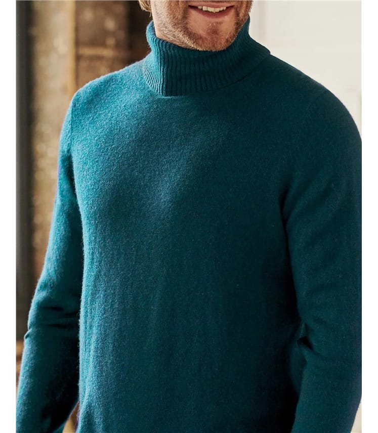 Dark Teal Cashmere Merino Polo Neck Jumper WoolOvers AU