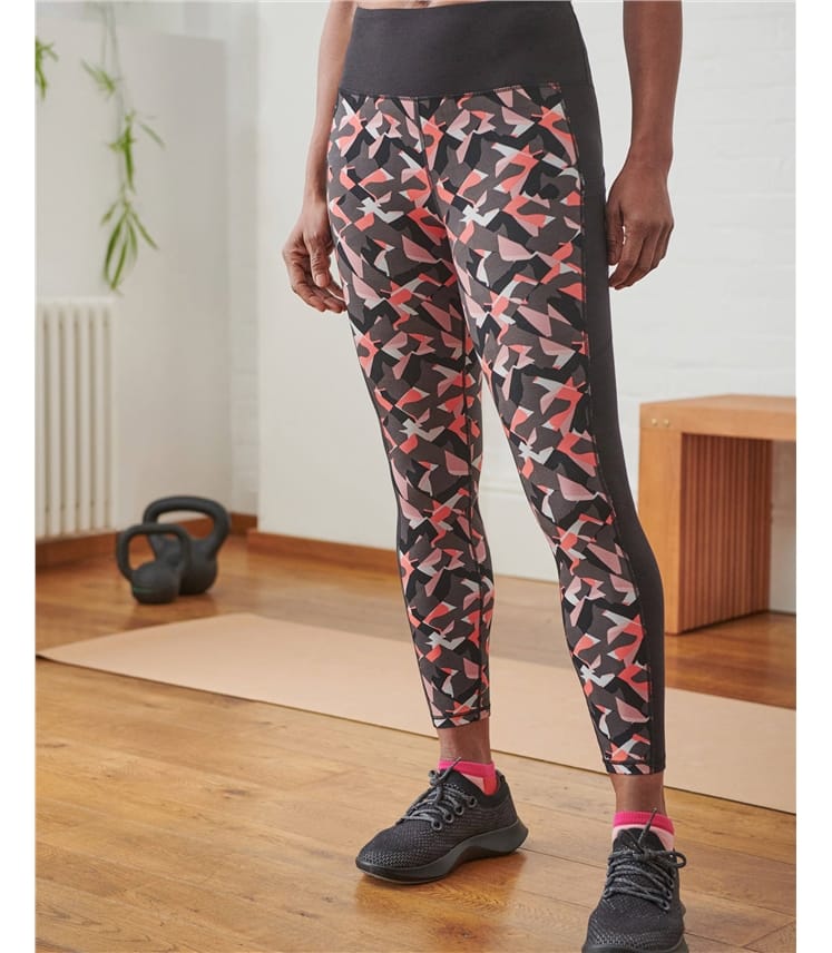 Coral Multi Abstract, Poise 7/8 Printed Leggings