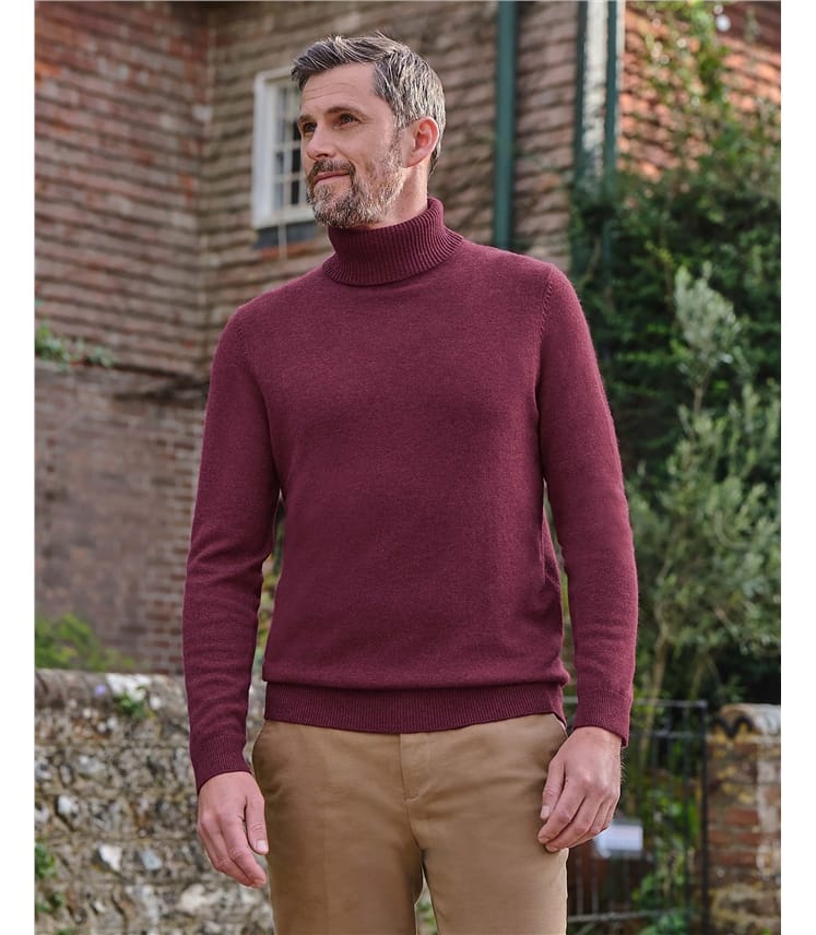 Cashmere and Merino Polo Neck Jumper