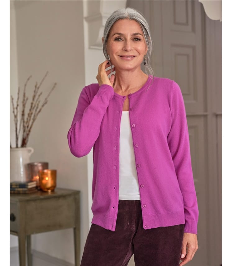 Cashmere Merino Crew Neck Cardigan