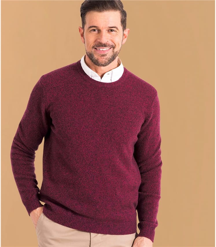 Dark Pink Twist Mens Lambswool Crew Neck Jumper WoolOvers AU