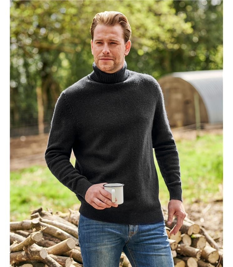 Mens Lambswool Polo Neck Jumper