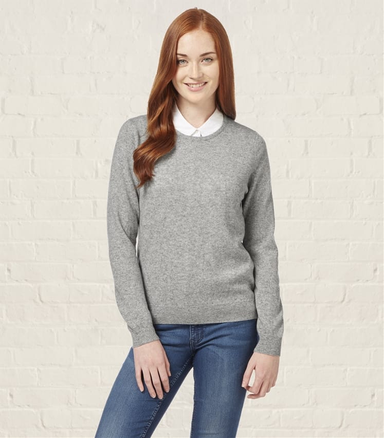 gray crew neck sweater women's