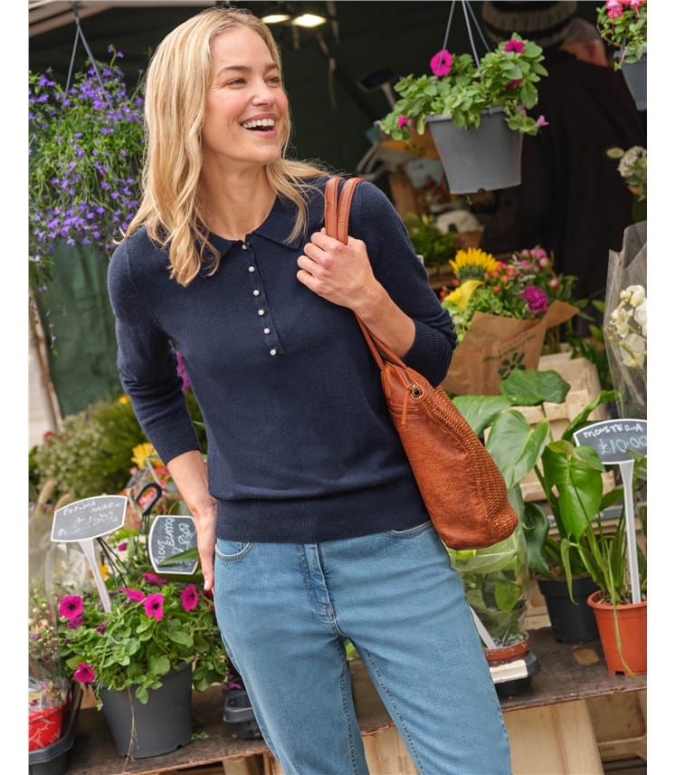 Cashmere and Merino Knitted Polo Shirt