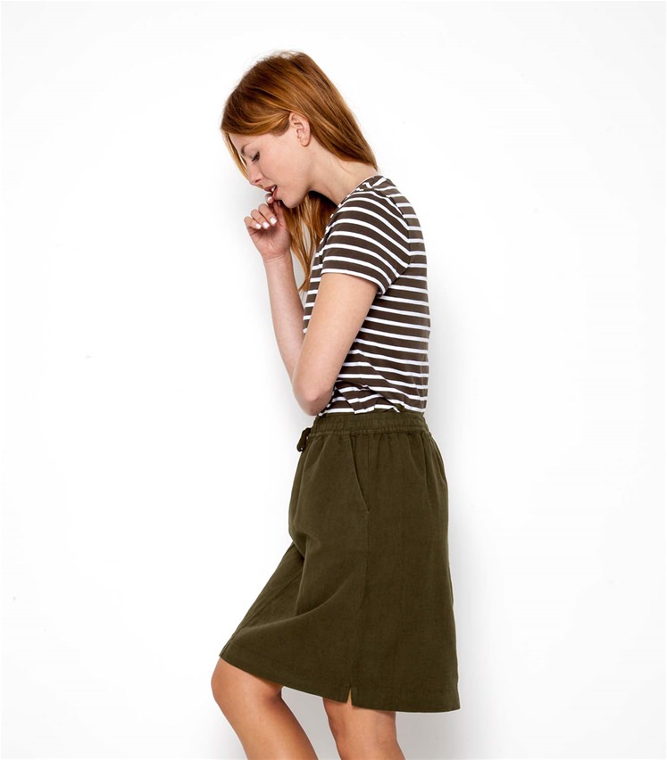 Khaki Womens Linen & Cotton Skirt WoolOvers UK