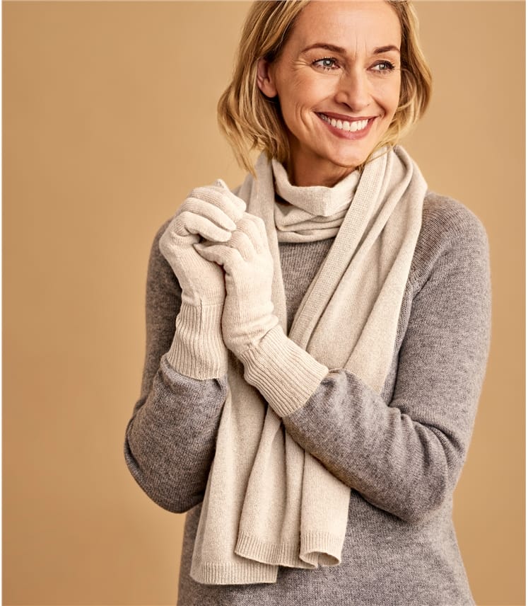 Cream Womens Cashmere Merino Classic Scarf WoolOvers US