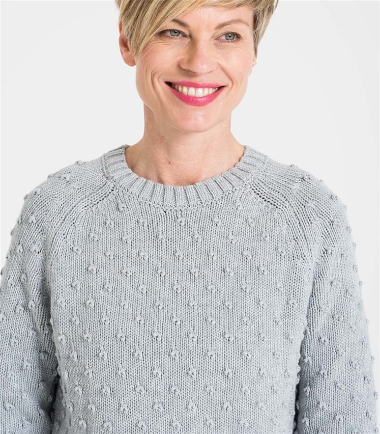 Grey Womens 100 Cotton Bobble Jumper WoolOvers UK