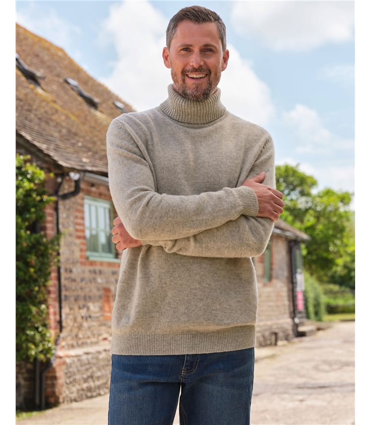 Mens Lambswool Polo Neck Jumper