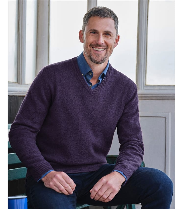 Mens Lambswool V Neck Jumper