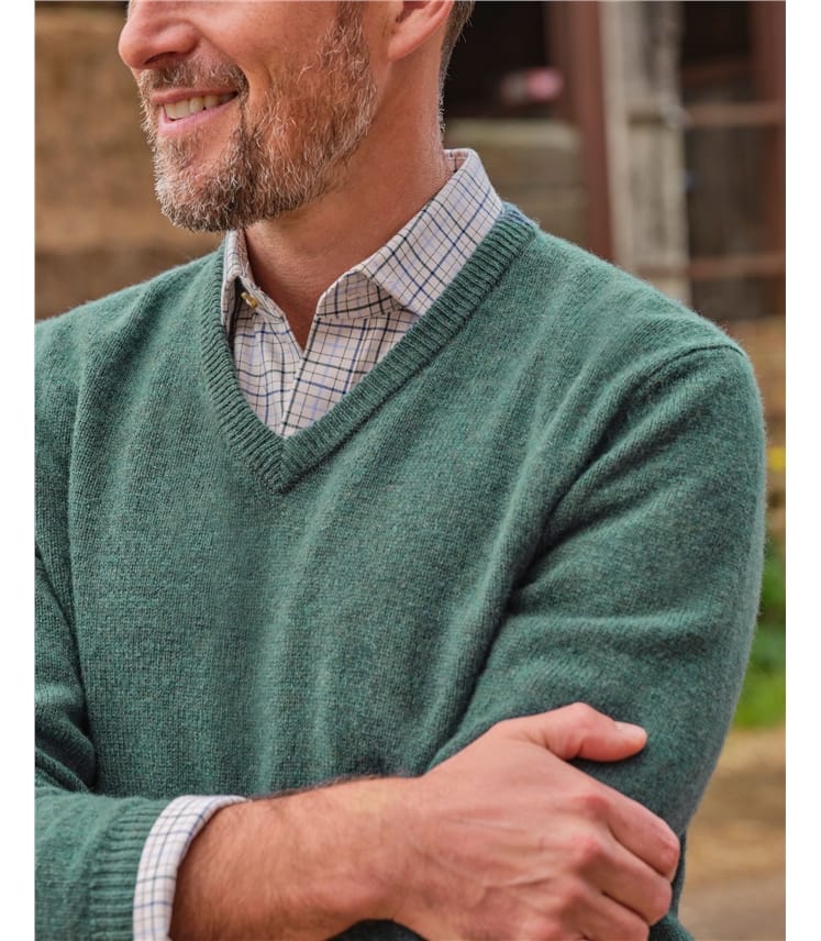 Mens Lambswool V Neck Jumper