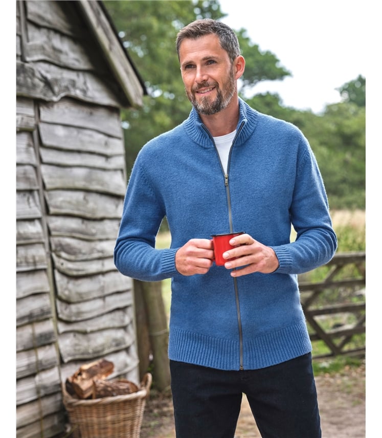 Mens Lambswool Lincoln Zipper Cardigan