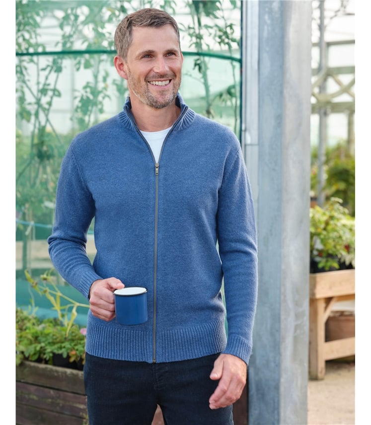 Mens Lambswool Lincoln Zipper Cardigan