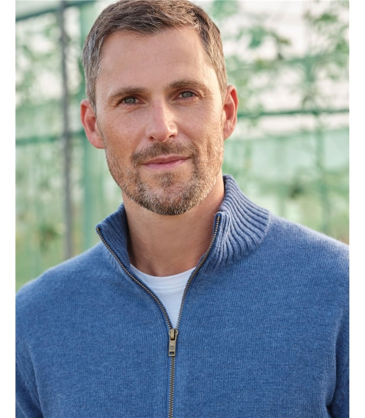 Mens Lambswool Lincoln Zipper Cardigan