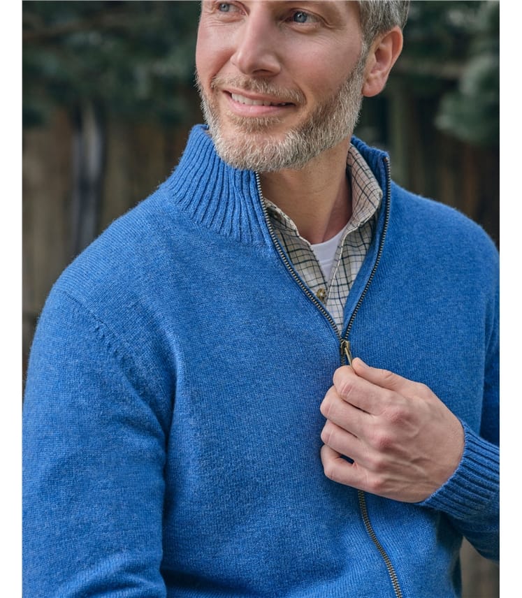 Mens Lambswool Lincoln Zipper Cardigan