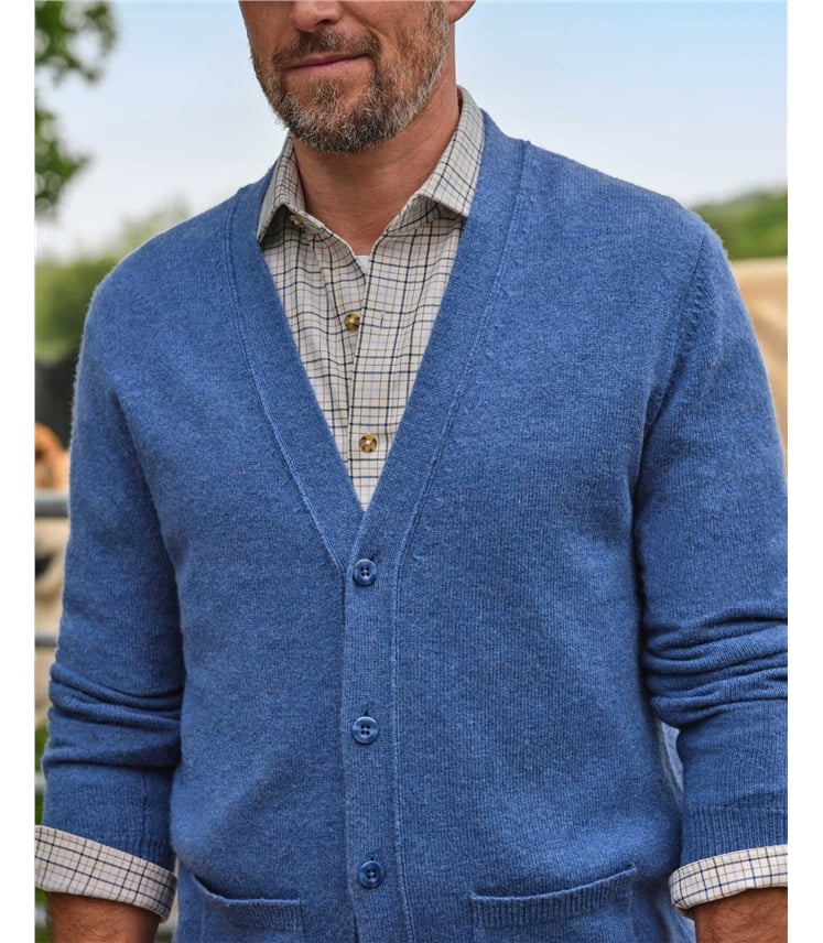 Mens Lambswool V Neck Cardigan