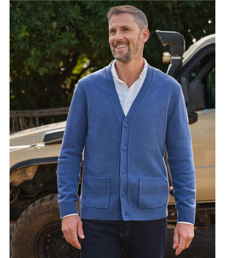 Mens Lambswool V Neck Cardigan