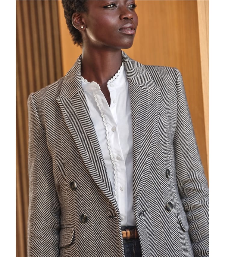 Wool Blend Herringbone Blazer