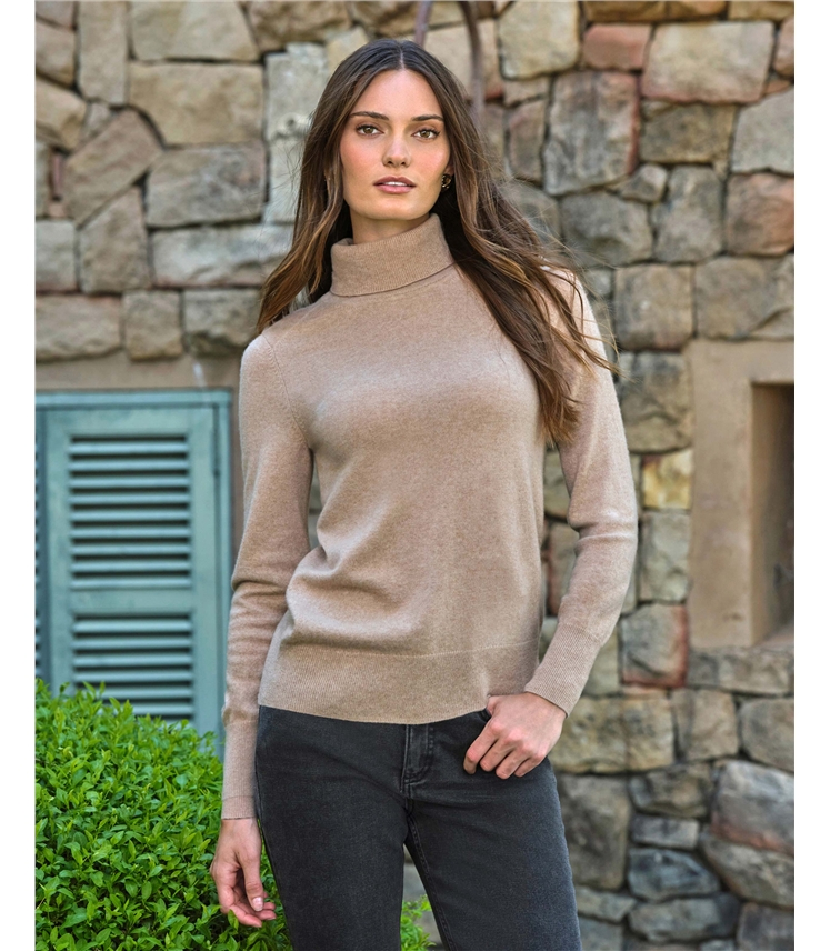 Womens Cashmere Polo Neck Sweater