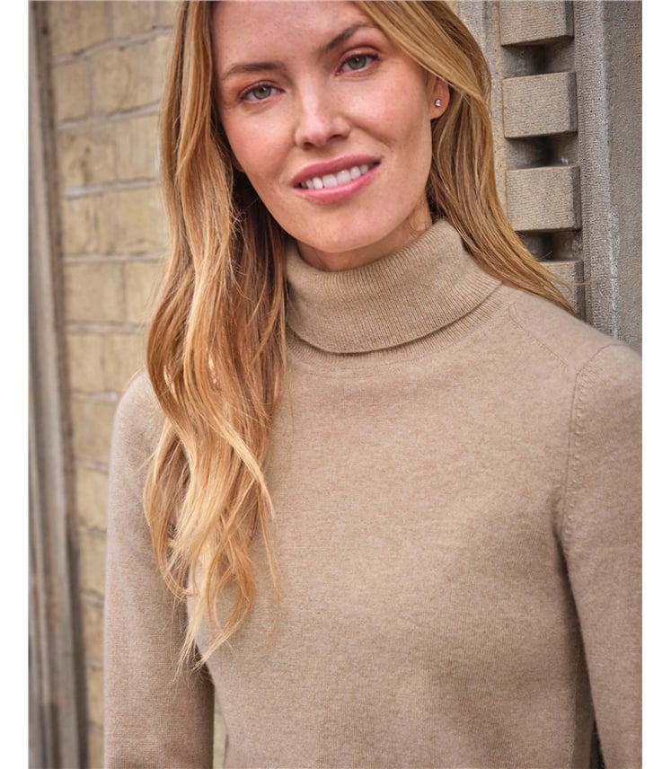 Womens Cashmere Polo Neck Sweater