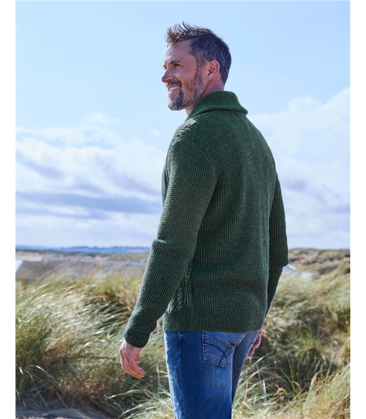 Cardigan à col châle en maille torsadée - Homme - Pure Laine d'agneau