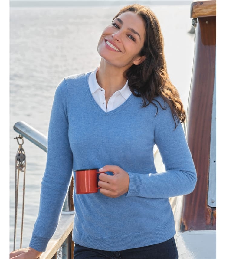 Cashmere & Merino V Neck Knitted Jumper