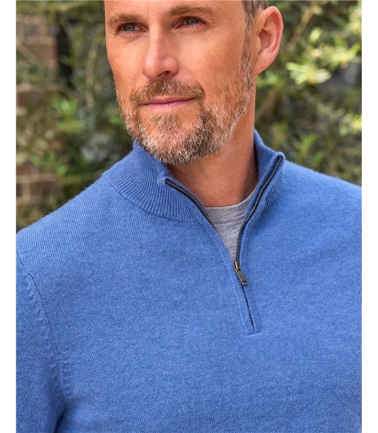 Cashmere and Merino Zip Neck Jumper