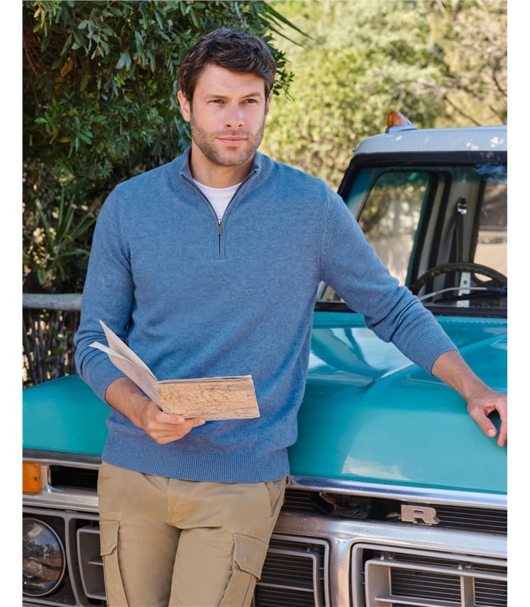 Cashmere and Merino Zip Neck Jumper