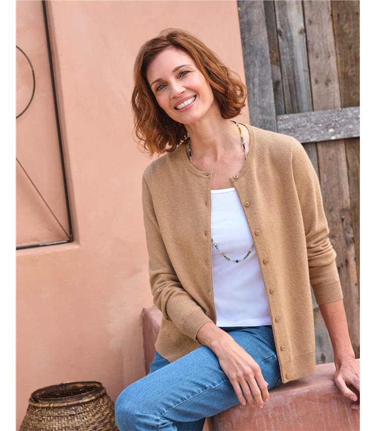 Cashmere Merino Crew Neck Cardigan