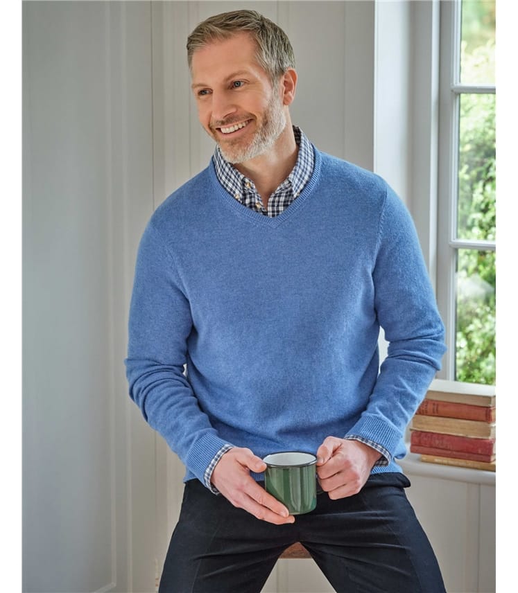 Cashmere & Merino Classic V Neck Knitted Jumper