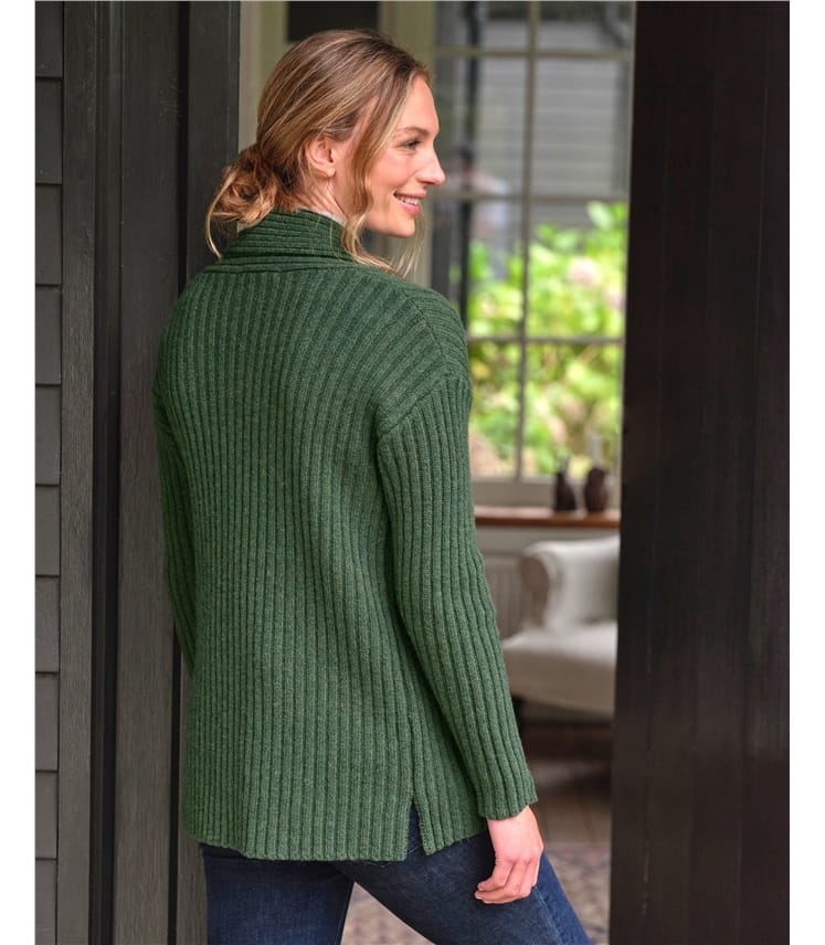 Cardigan côtelé à col châle - Femme - Pure Laine d'agneau