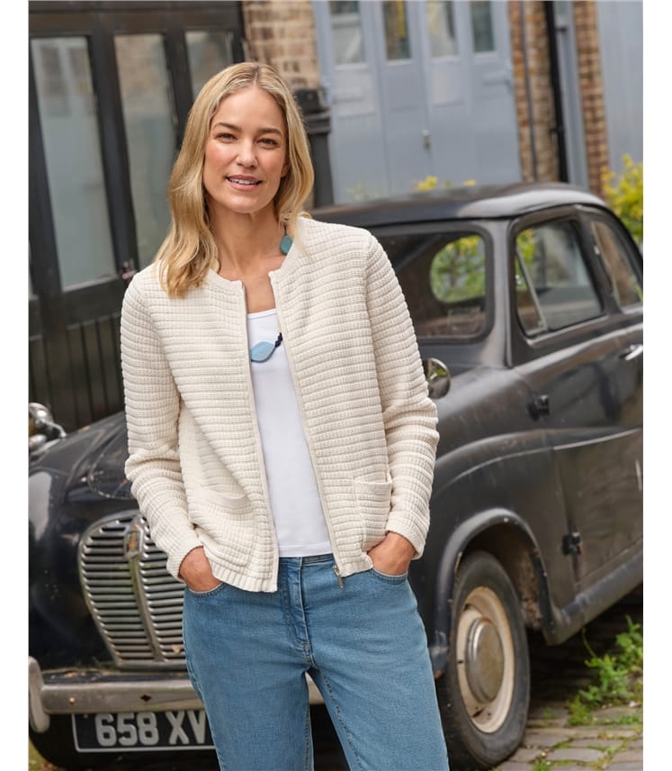 Crew Neck Chenille Knitted Jacket
