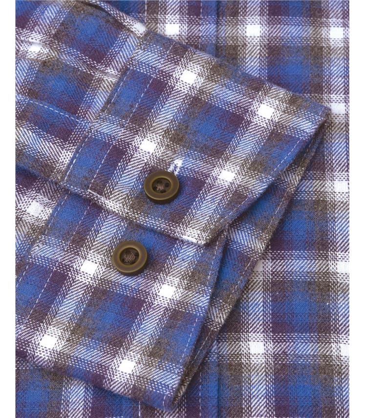 Blue/Navy/White Check | Cotton Melange Check Shirts | WoolOvers UK