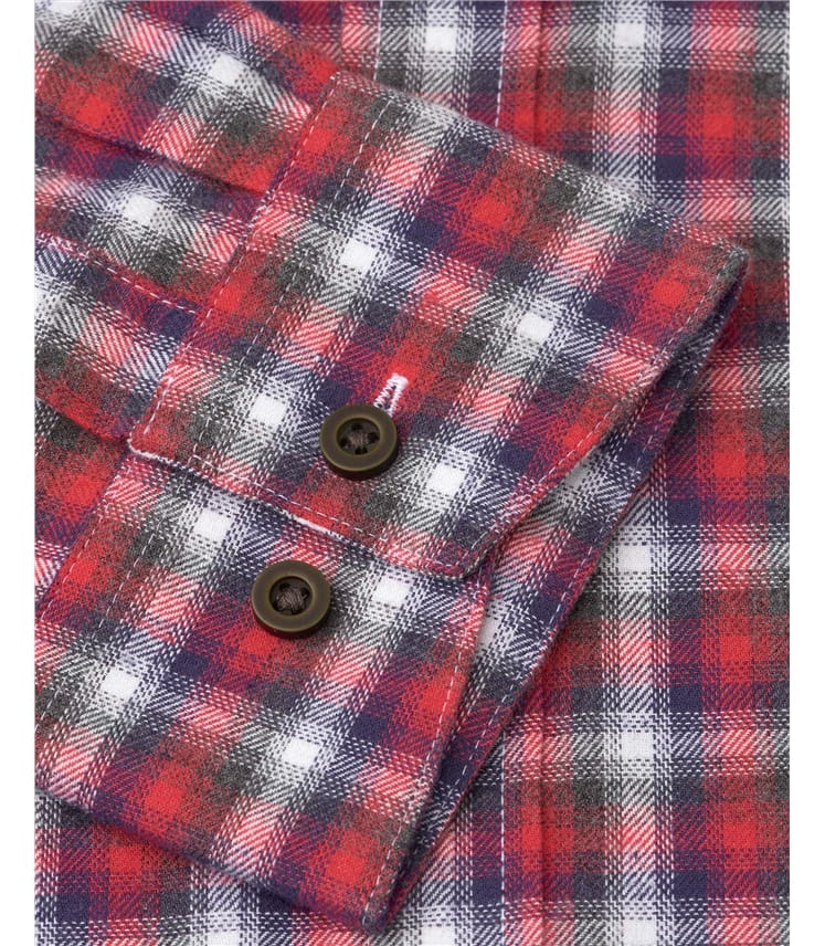 Red/Navy/White Check | Cotton Melange Check Shirts | WoolOvers UK